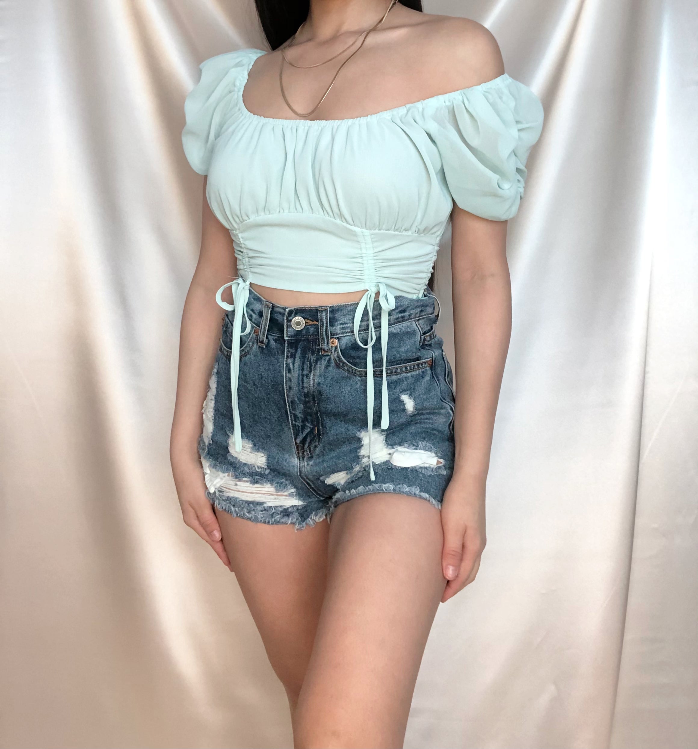 Mint Ruched Crop Top